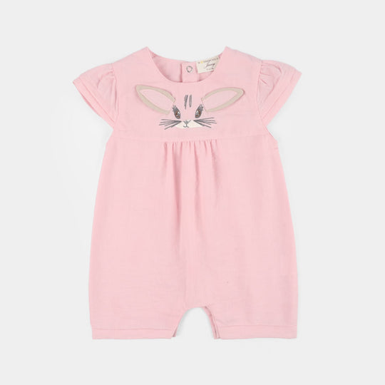 Infant Girls Jersey/Terry Romper - Pink