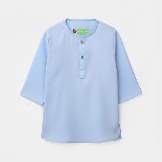 Infant Boys Poly Viscose Kurta Pajama - Light Blue