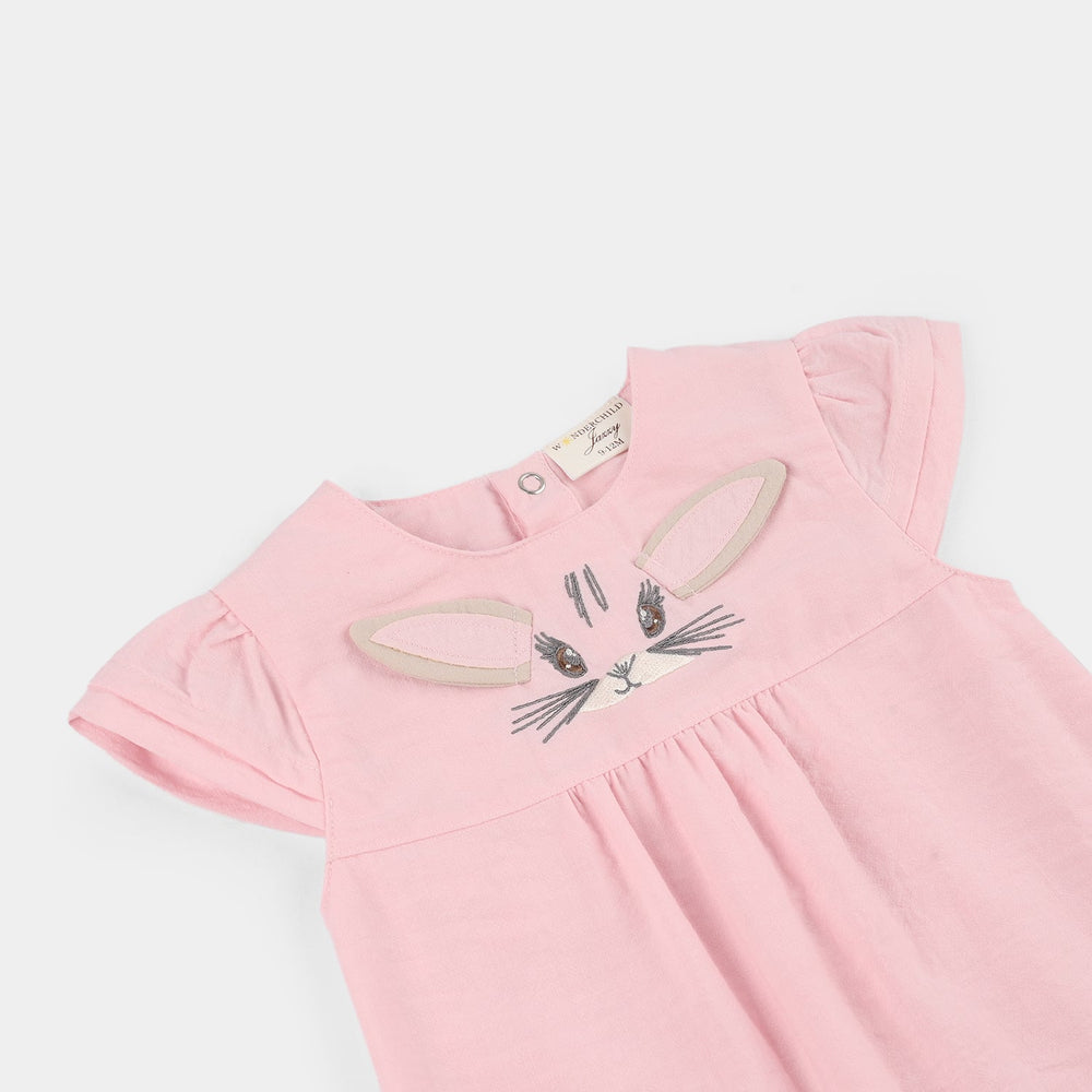 Infant Girls Jersey/Terry Romper - Pink