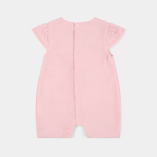 Infant Girls Jersey/Terry Romper - Pink