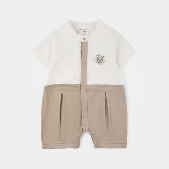Infant Boys Jersey/Terry Romper 294-002 -BEIGE