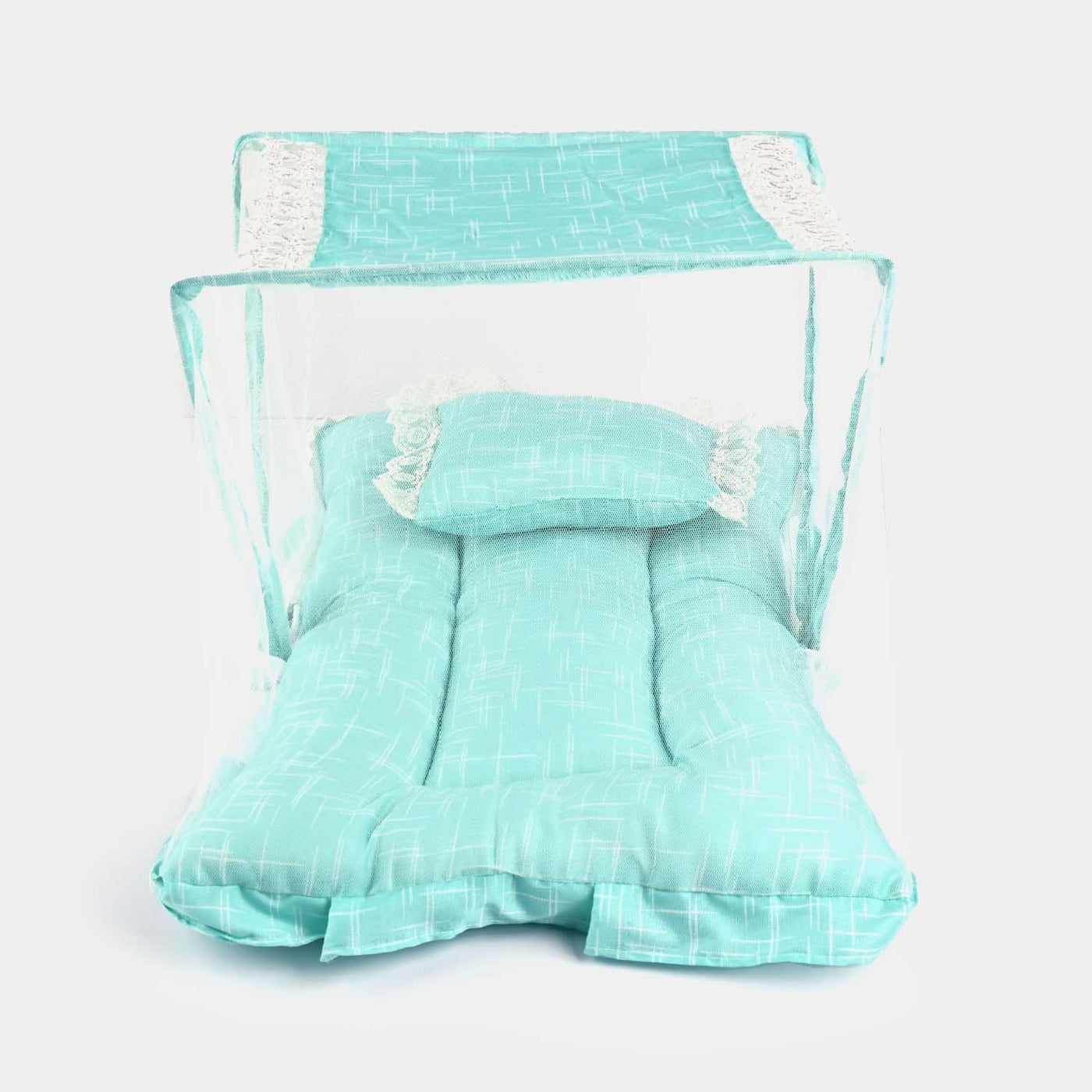 Baby Care Square Bed With Net | Green