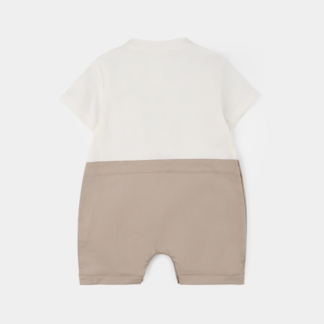 Infant Boys Jersey/Terry Romper 294-002 -BEIGE