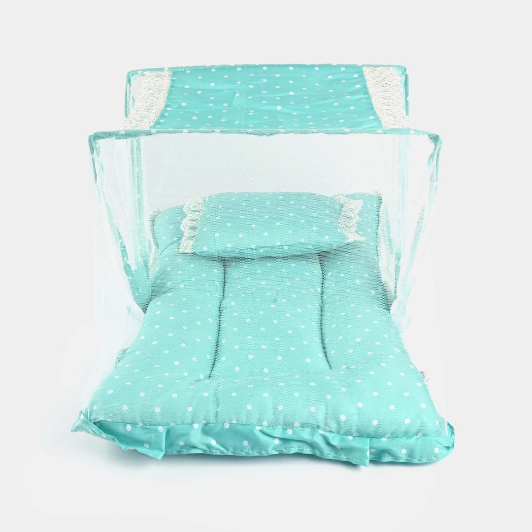 Baby Care Square Bed With Net | Green