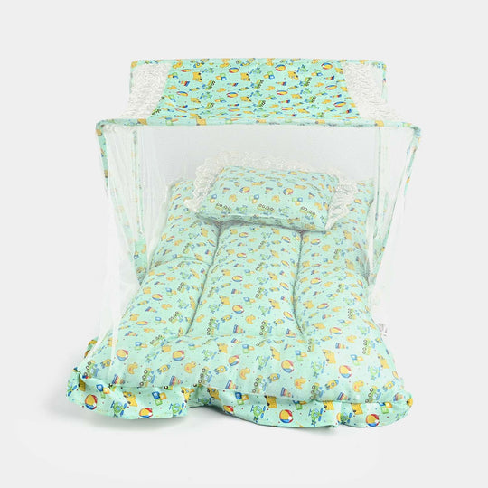 Baby Care Square Bed With Net | Green