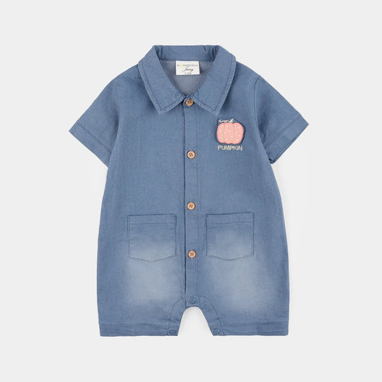 Infant Boys Jersey/Terry Romper - Navy