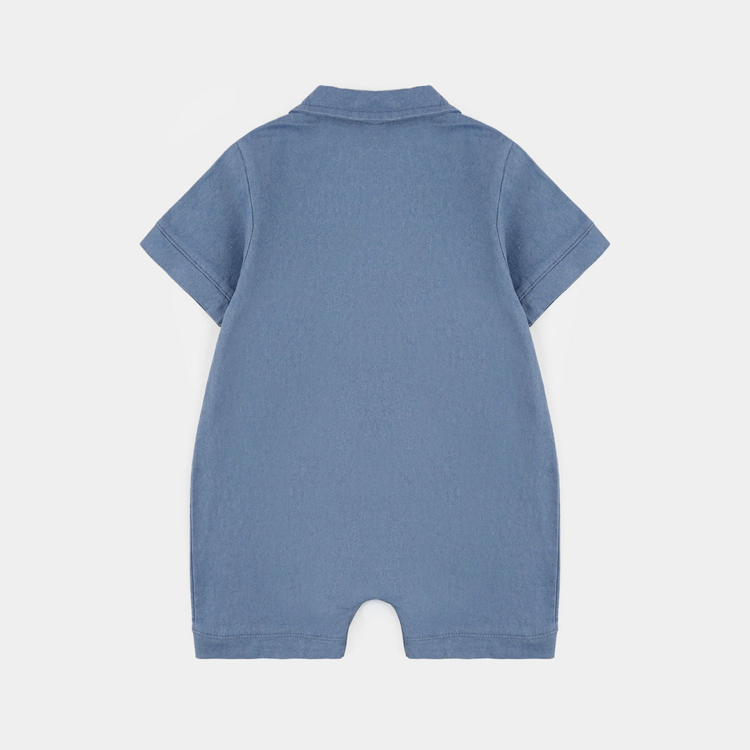 Infant Boys Jersey/Terry Romper - Navy