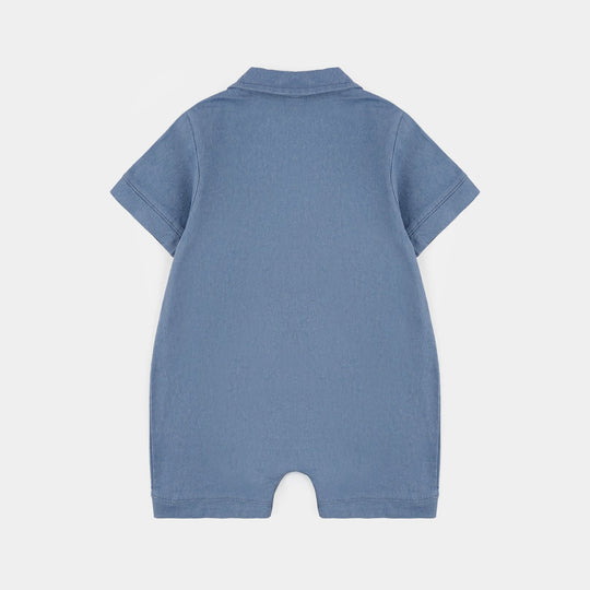 Infant Boys Jersey/Terry Romper - Navy