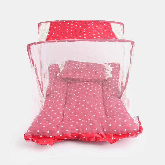 Baby Care Square Bed With Net | Red