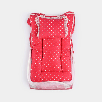 Baby Care Square Bed With Net | Red