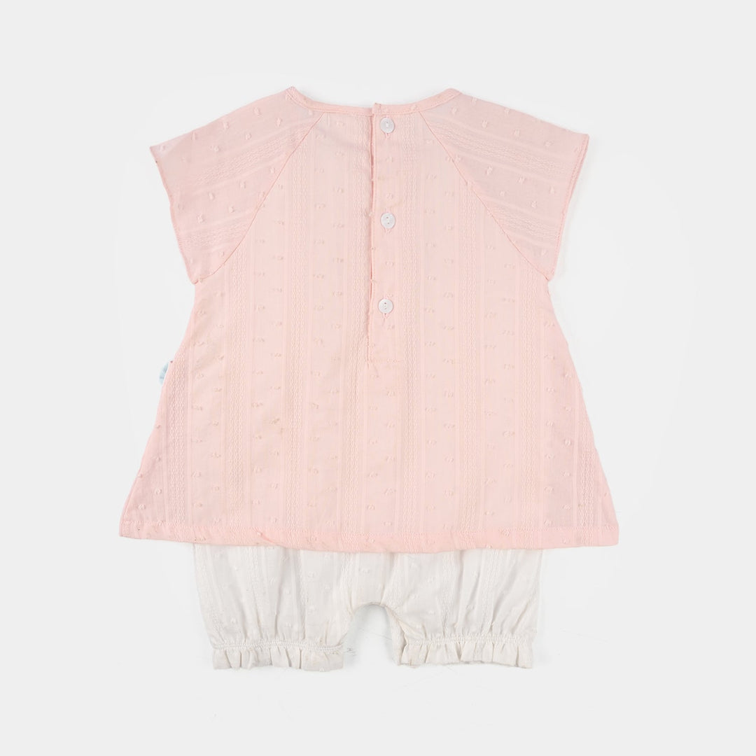 Infant Girls Jersey/Terry Romper - Pink