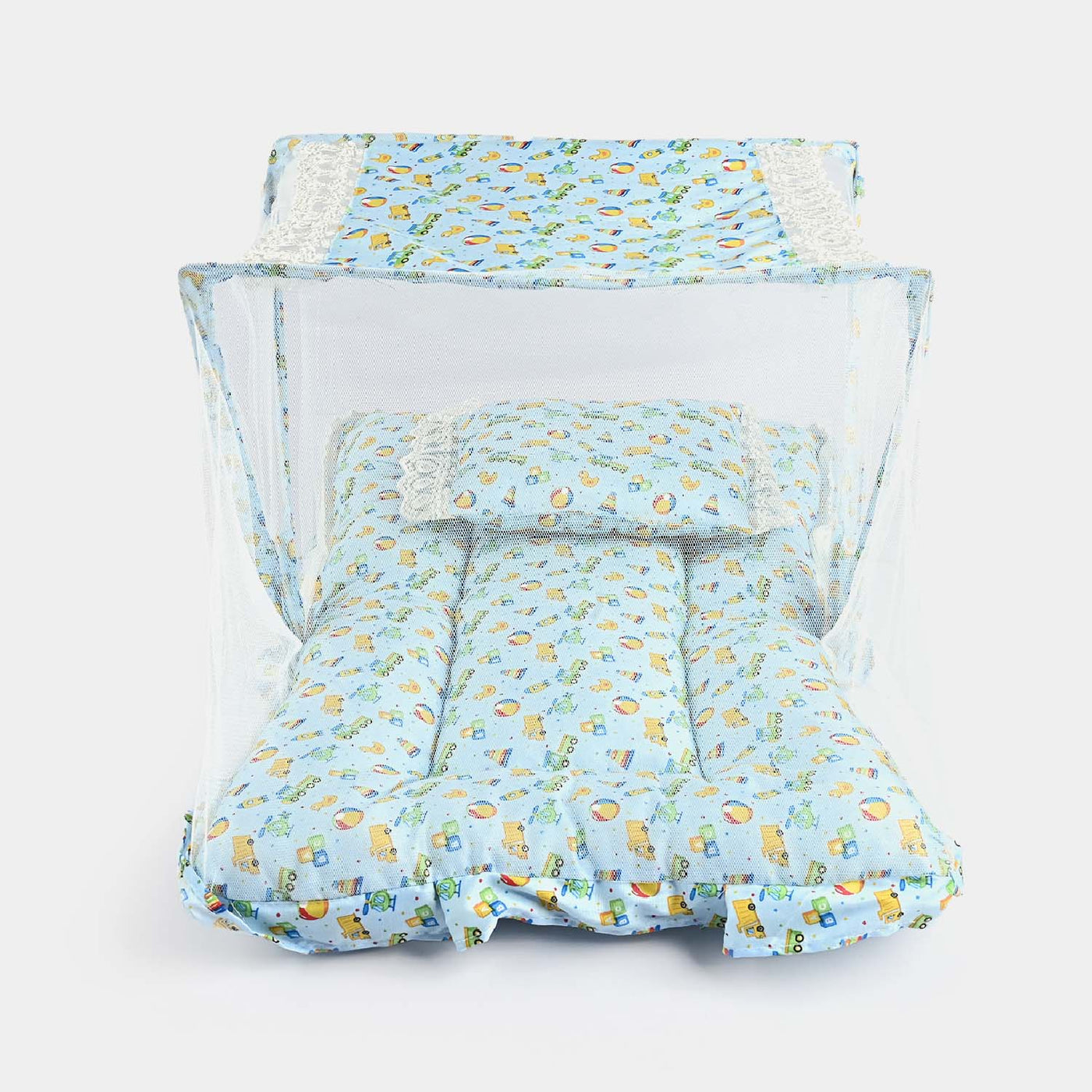 Baby Care Square Bed With Net | Blue