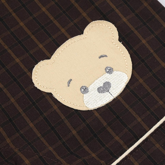 Infant Boys Jersey Romper Check - Brown