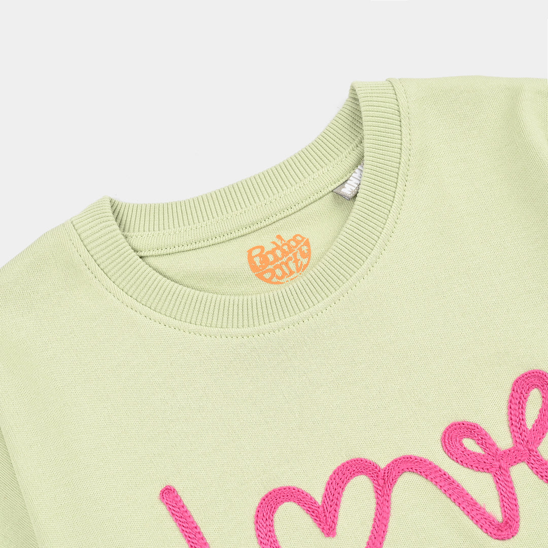 Girls Cotton Interlock 2 Piece Suit Love- Green