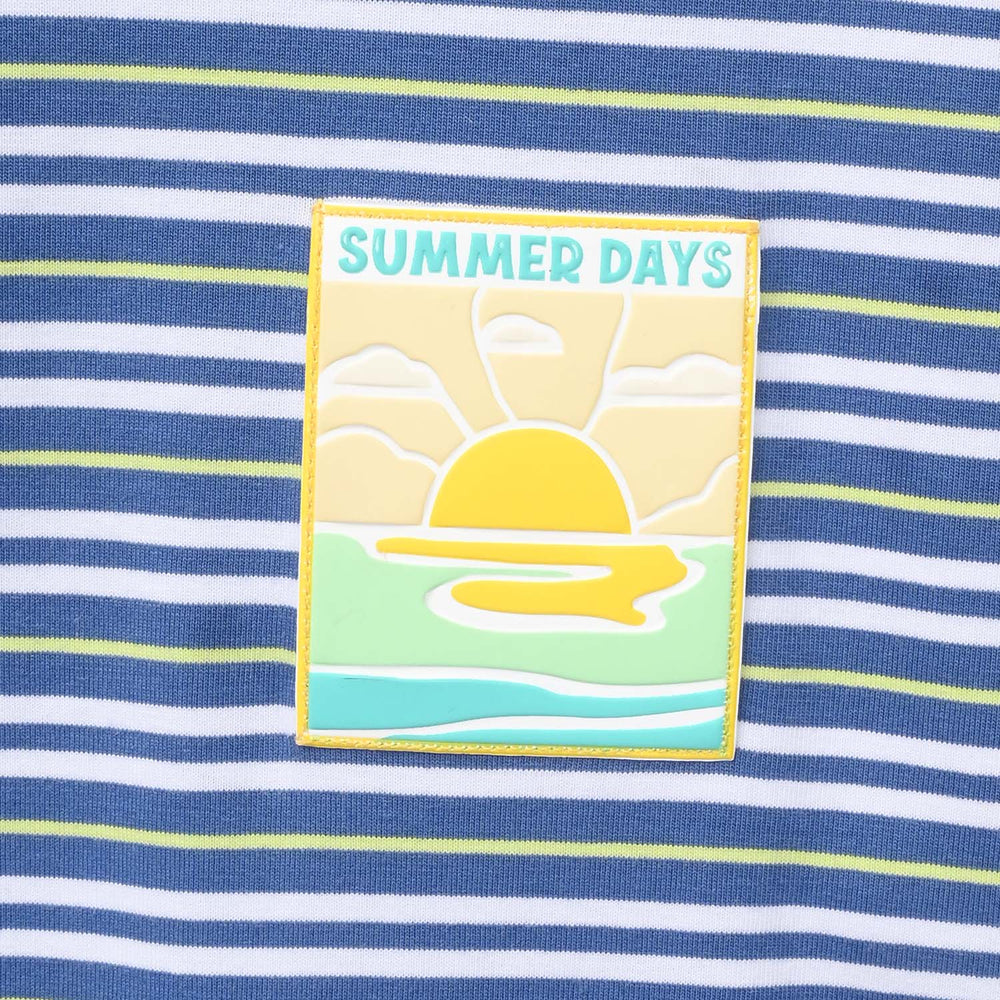 Boys Yarn Dyed T-Shirt (Summer Days) - Blue