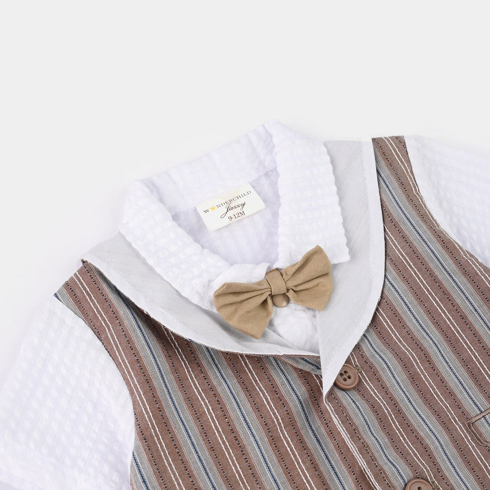 Infant Boys Jersey/Terry Romper 297-018 -BEIGE