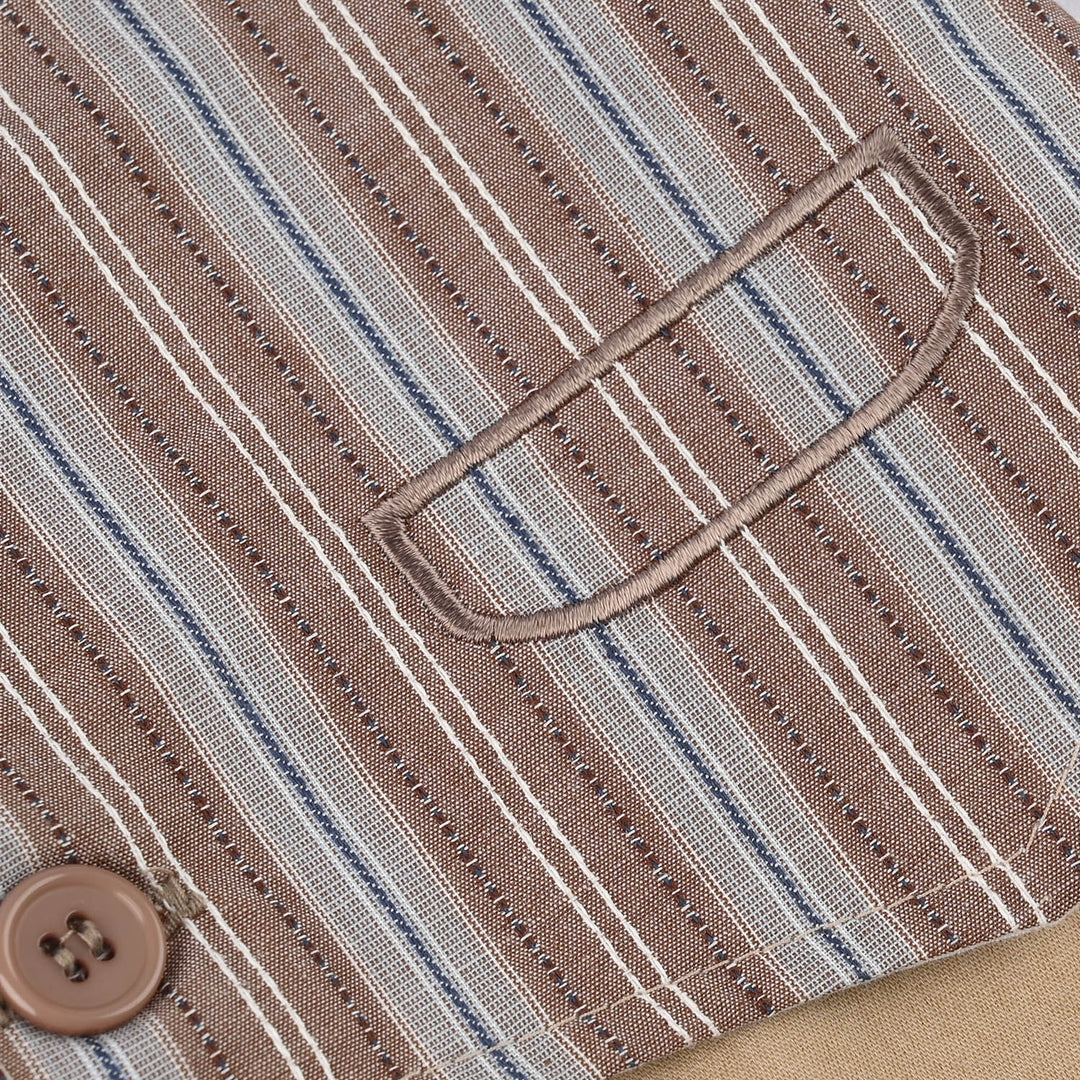 Infant Boys Jersey/Terry Romper - Beige