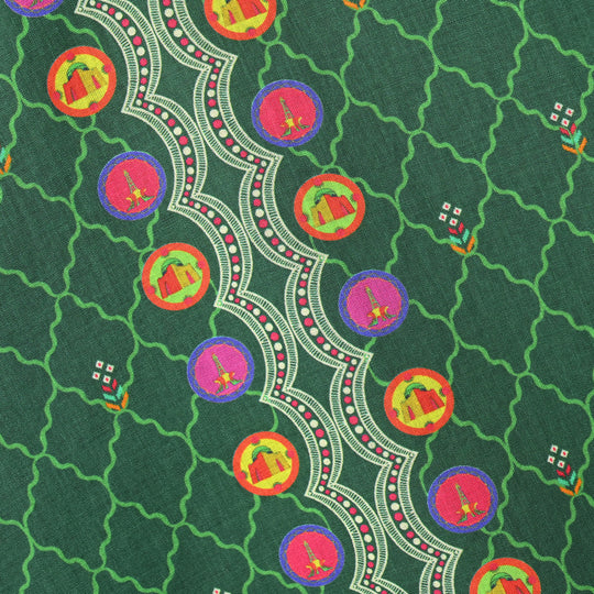 Girls Cotton Ind Kurti Truck Art-GREEN