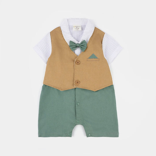 Infant Boys Jersey/Terry Romper 297-020 -BEIGE