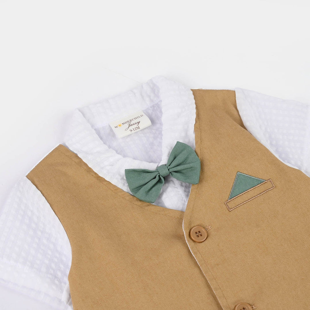 Infant Boys Jersey/Terry Romper 297-020 -BEIGE