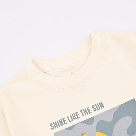 Boys Cotton Jersey T-Shirt H/S Shine Like The Sun-OFF-White