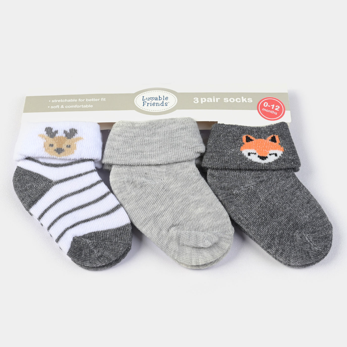 INFANT BABY 3 PAIR SOCKS | 0-12M