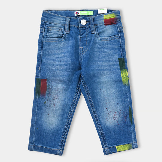 Infant Boys Denim Stretch Pant Splatters-LIGHT BLUE