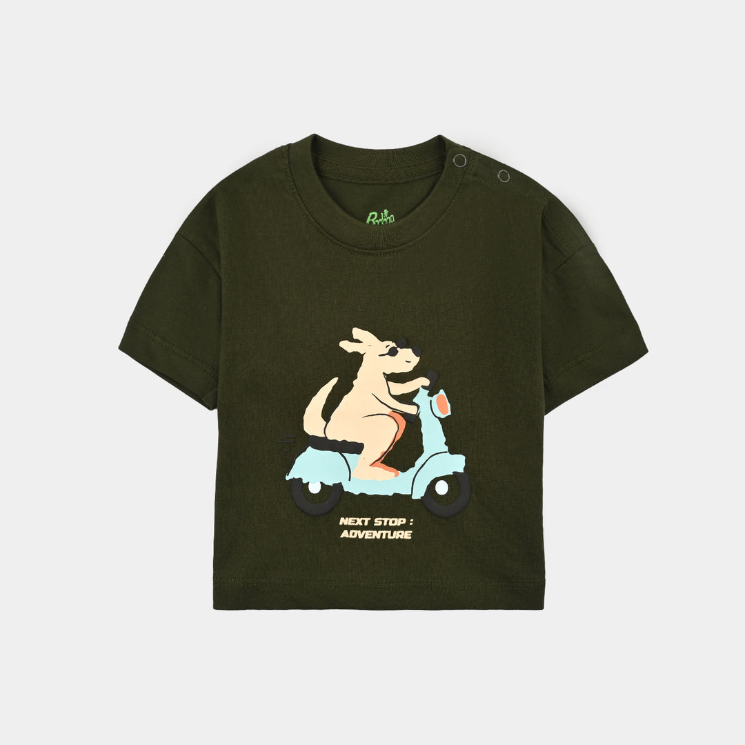 Infant Boys Cotton Jersey T-Shirt H/S Next Stop-Rifle.Green