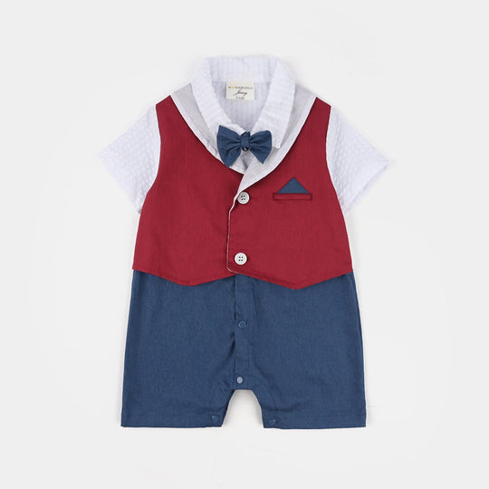 Infant Boys Jersey/Terry Romper - Navy