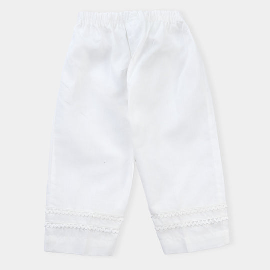 Infant Girls Cotton Trouser -White