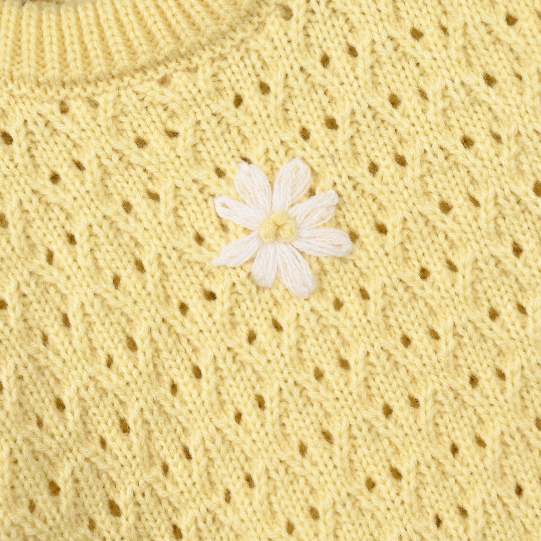 Infant Girls Acrylic Sweater-Magnolia-Lemon