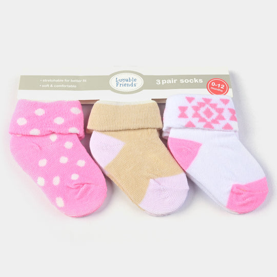 INFANT BABY 3 PAIR SOCKS | 0-12M