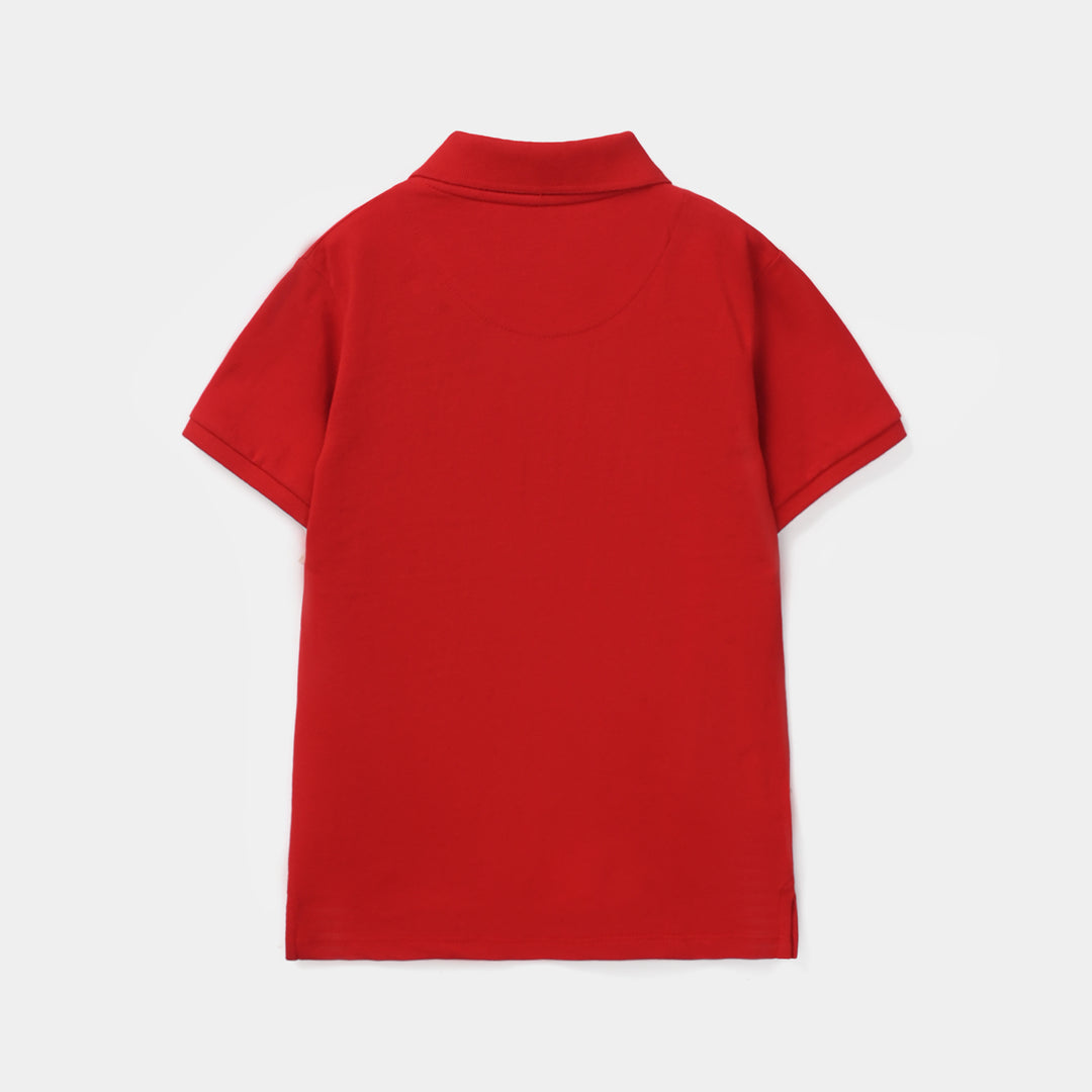 Boys Cotton PK Polo Basic - Red