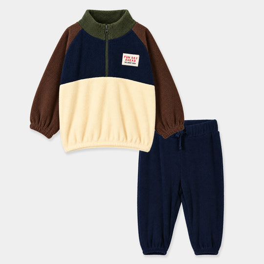 Infant Boys Velour 2Pcs Suit Great Crew-BLUE