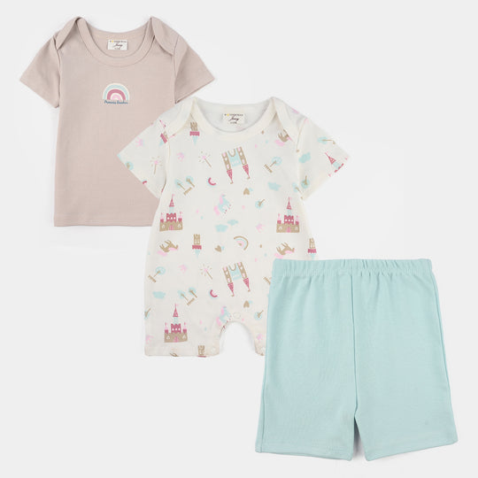 Infant Girls Jersey Terry 3Pc Suit - White