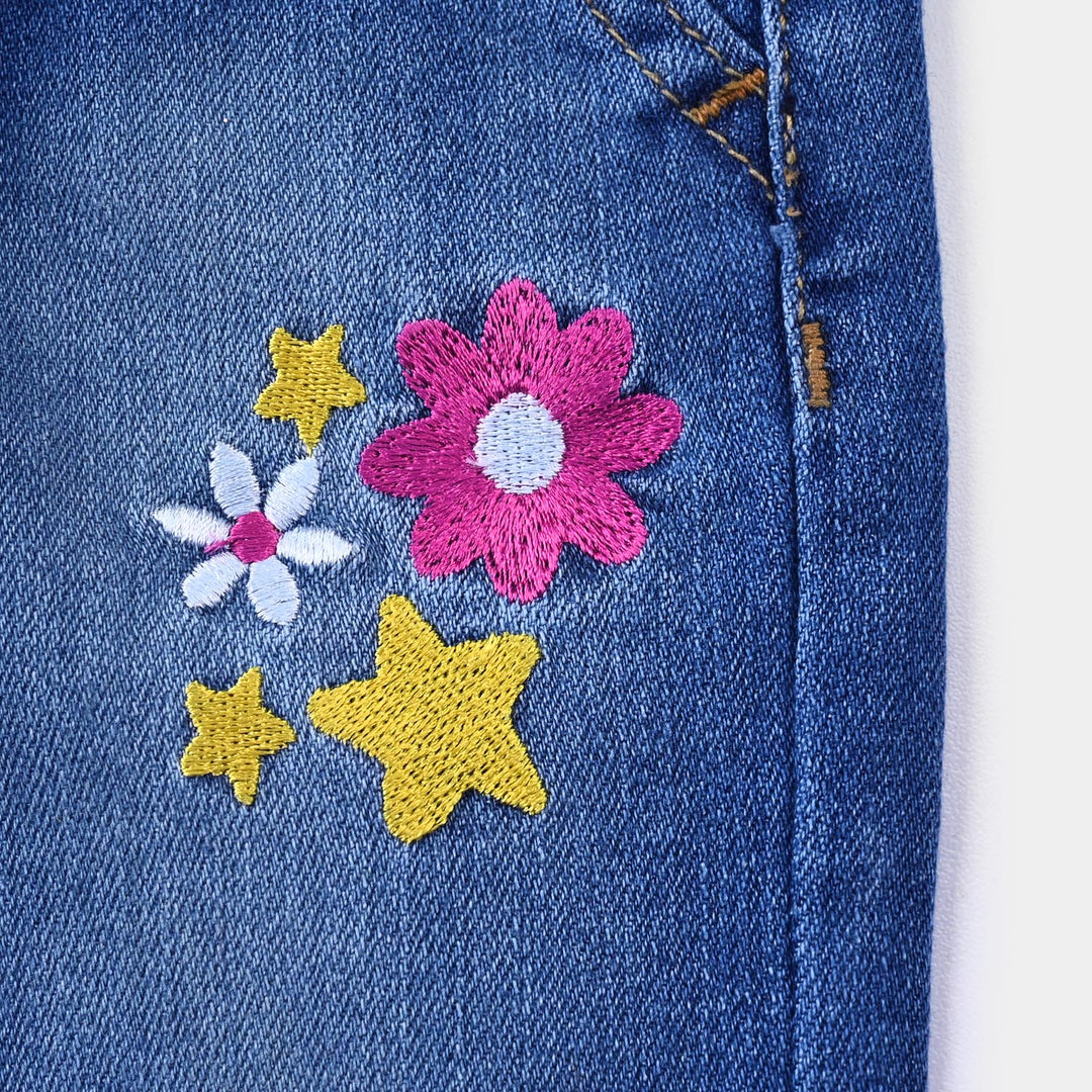 Infant Girls Denim Stretch Pant Character EMB-Mid Blue