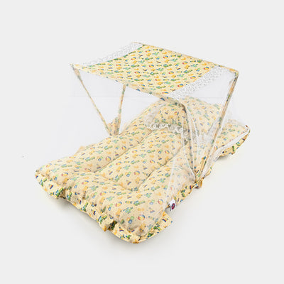 Baby Care Square Bed With Net | Yellow