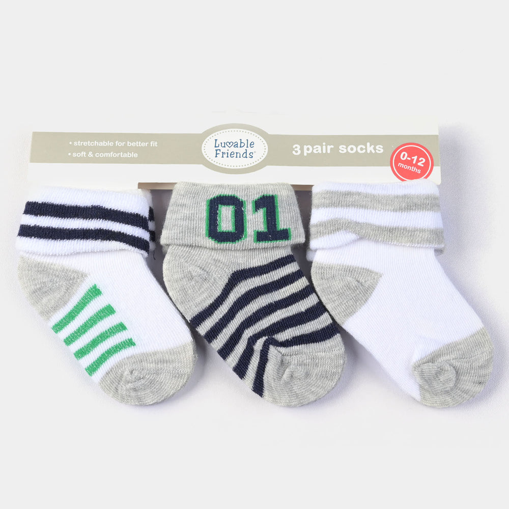 INFANT BABY 3 PAIR SOCKS | 0-12M