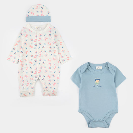 Infant Girls Jersey/Terry 3Pc Gift Set - White