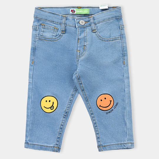 Infant Boys Denim Stretch Pant Smiley-LIGHT BLUE