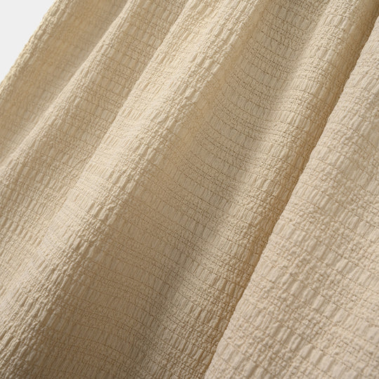 Girls Poly Crinkle Knitted Frock Flower - Beige