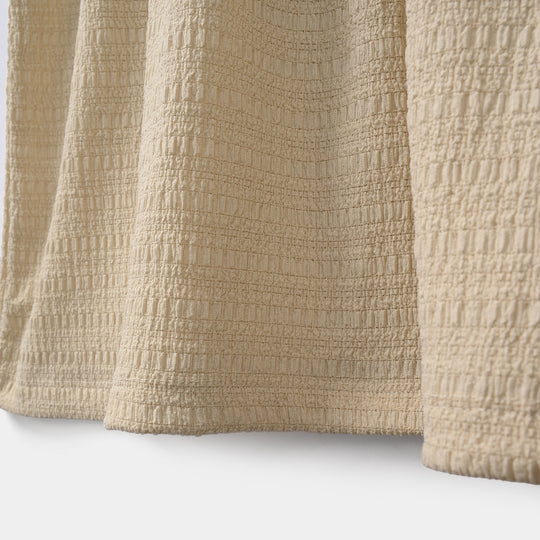 Girls Poly Crinkle Knitted Frock Flower - Beige