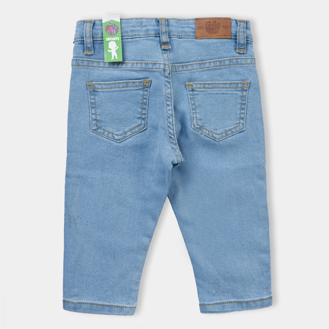 Infant Boys Denim Stretch Pant Smiley-LIGHT BLUE