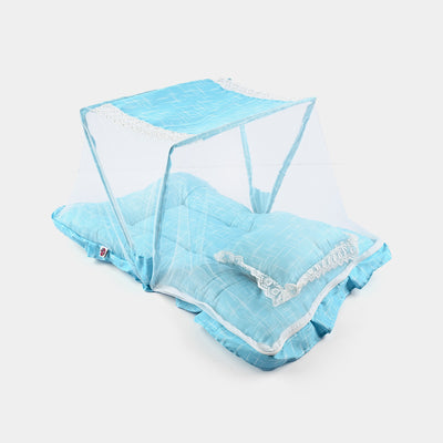 Baby Care Square Bed With Net | Blue