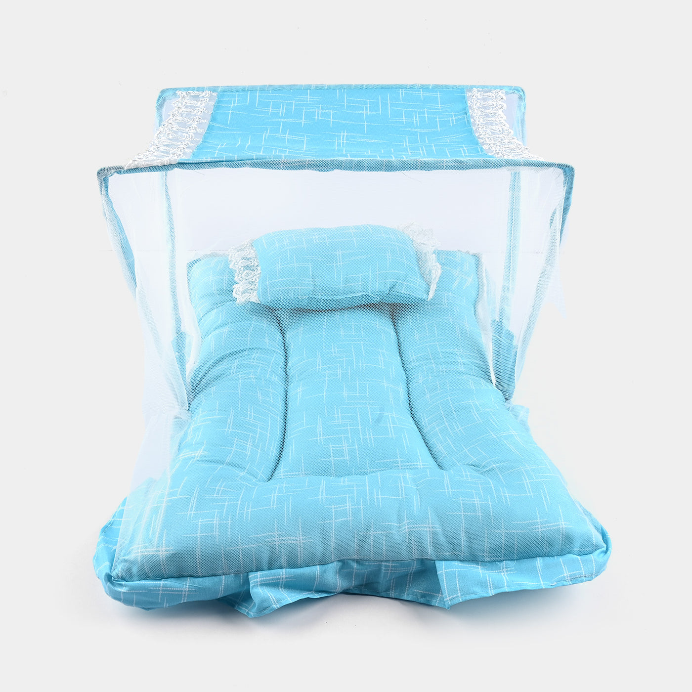 Baby Care Square Bed With Net | Blue