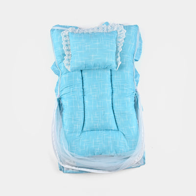 Baby Care Square Bed With Net | Blue