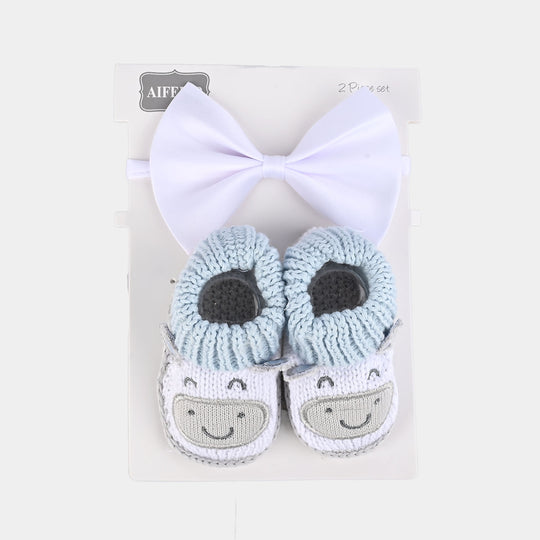 Woolen Baby Socks/Shoes With Bow | 0-6M