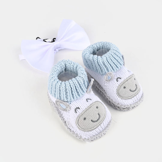 Woolen Baby Socks/Shoes With Bow | 0-6M