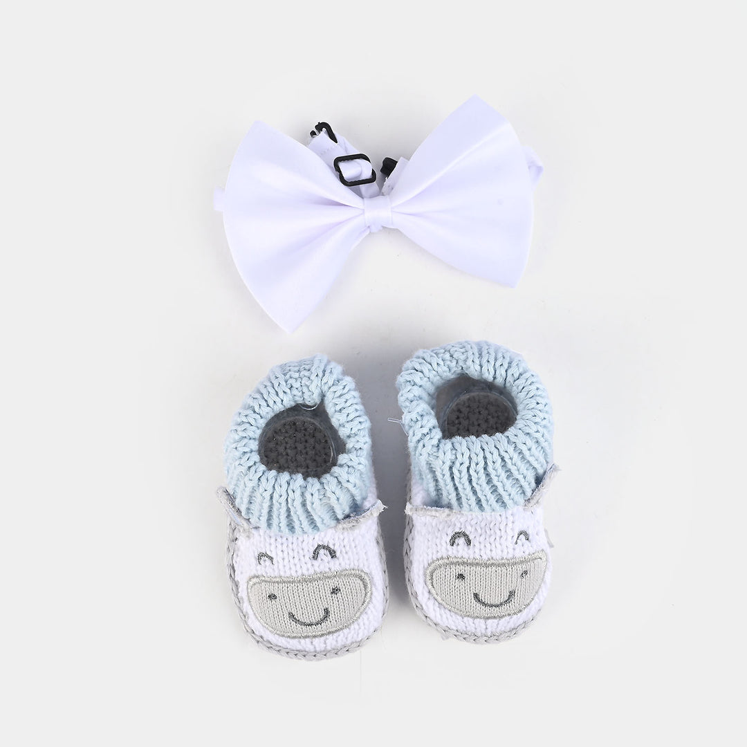 Woolen Baby Socks/Shoes With Bow | 0-6M