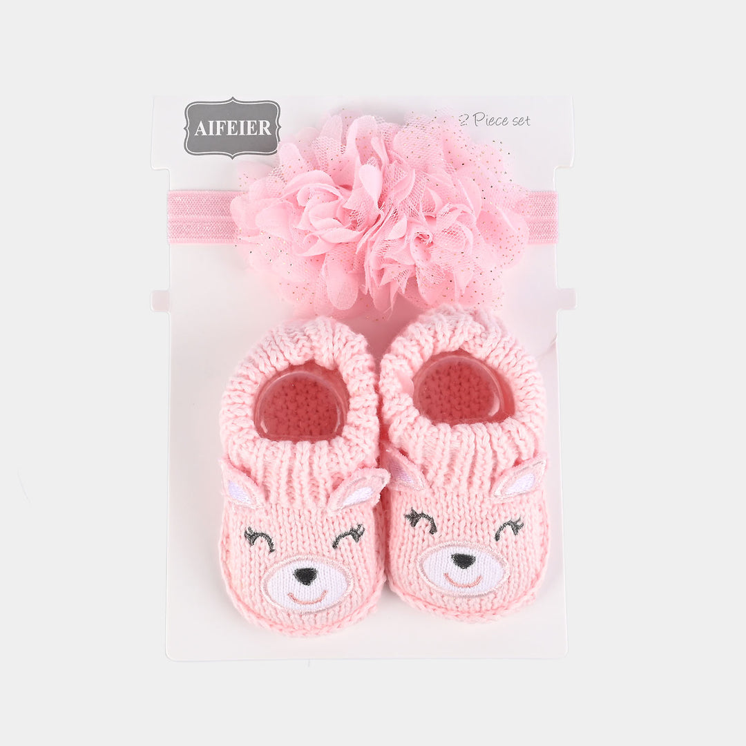 Woolen Baby Socks/Shoes With Ribbon | 0-6M